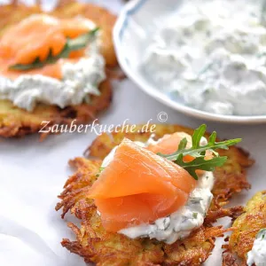 Knusprige Kartoffelpuffer mit Lachs