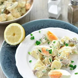 Kartoffelsalat mit geräucherter Makrele
