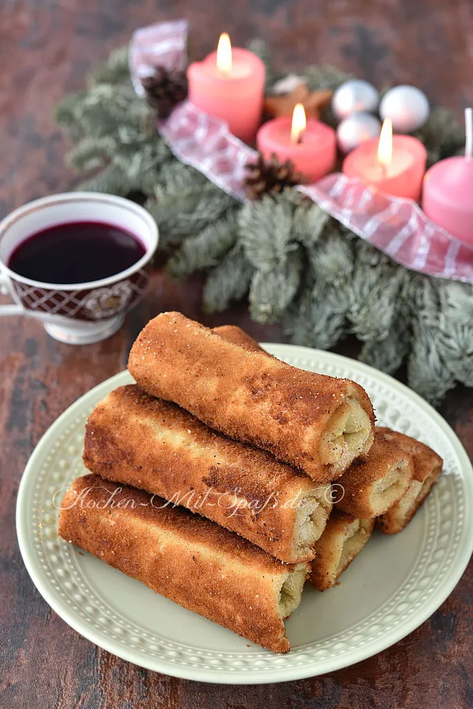 Panierte Pfannkuchen mit Champignons